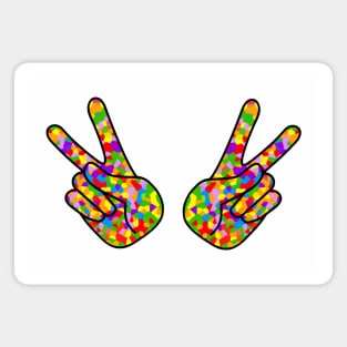 PEACE Sign Hand Retro Rainbow Magnet